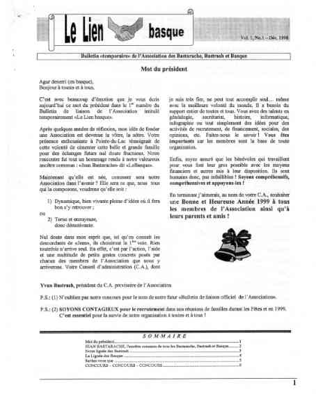 Le Lien Basque, Vol.1_No1, Décembre 1998